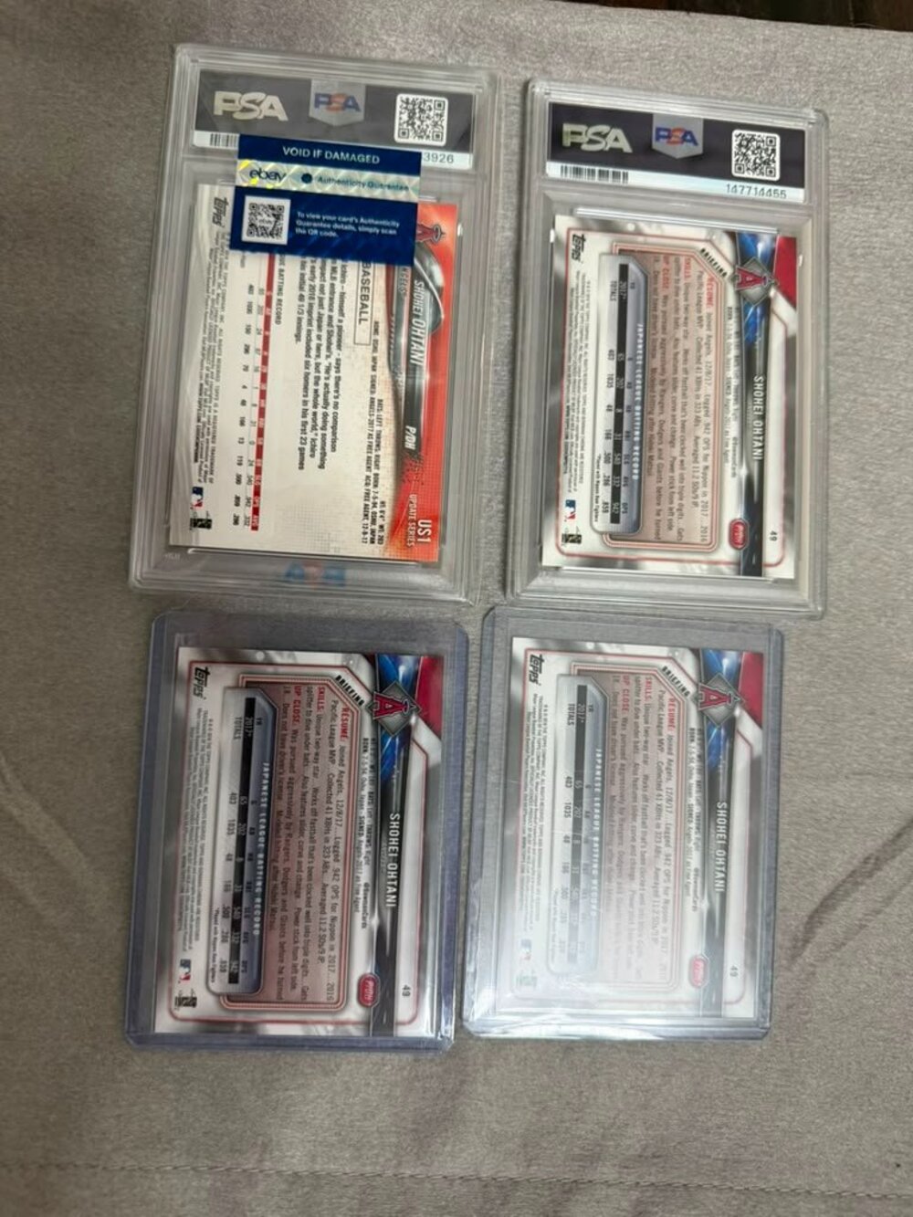 Shohei Ohtani 2018 Rookie Card Lot – Topps Update #US1 + Bowman #49 – PSA 10 - Picture 2 of 5